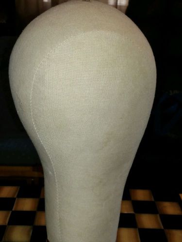 Vtg Millinery Cloth Wig/Hat Head Block Form-Canvas Stand Display-Mannequin