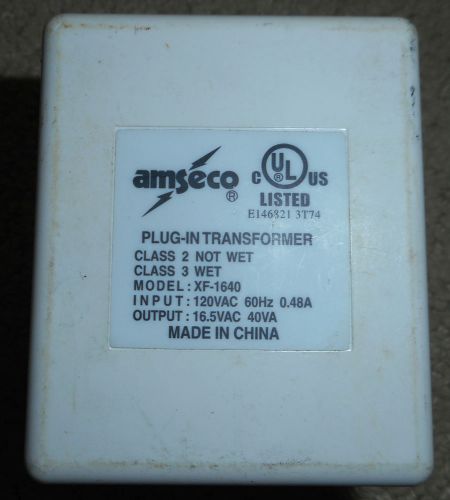 Amseco Plug-In Alarm Transformer XF-1640 16.5VAC
