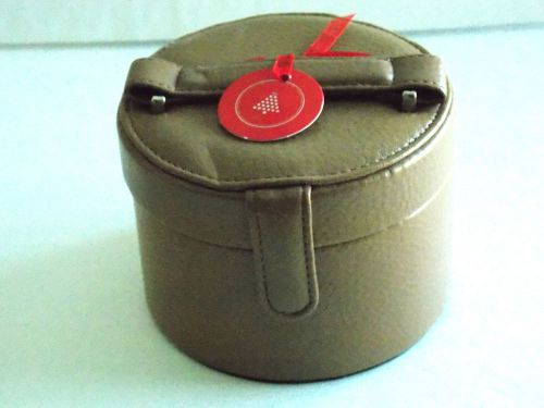 Traveling Jewelry Case - Leather-Like - With Snap-Down Lid - Medium Brown