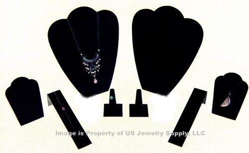 8 Piece Black Velvet Jewelry Display Presentation or Photography Set
