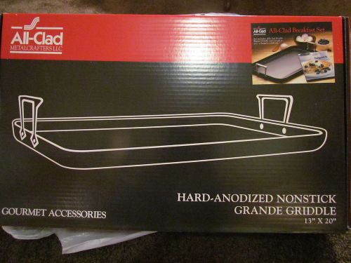 New All Clad #3020 Hard Anodized Nonstick Double Griddle 13x20&#034; &amp; Cookbook