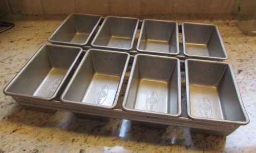4 STRAP COMMERCIAL BAKING BREAD MINI LOAF PANS LOT OF 2 USA PAN 5 1/2&#034;x 3&#034;