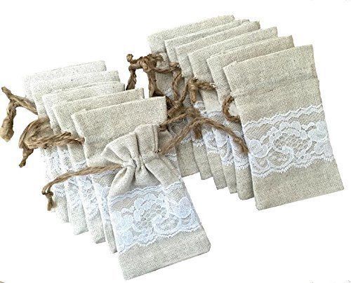 Outside the Box Papers Lace and Linen Drawstring Bags- 3 x 4 - Jewelry , Craft