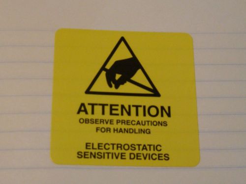 Static Warning 2&#034; x 2&#034; ATTENTION Electrostatic Sensitive Devices 20 labels l&amp;m