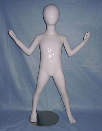 Egg Head Child  Mannequin Kids Clothing Display Stand Full Body Glossy White New