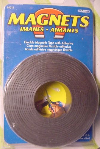 Flexible magnetic tape 1/16&#034; thick x 1&#034; wide x 120&#034; long flex adhesive backing for sale