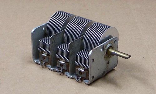 Triple 3 gang section variable air capacitor tube radio vintage tuner cap tested for sale