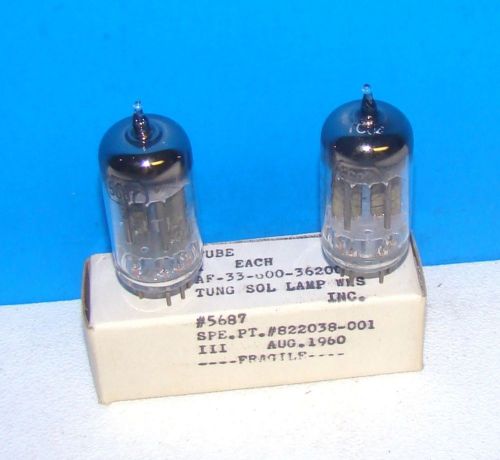 5687 JAN Tung-Sol vacuum tubes 2 valve amplifier electron radio vintage tested