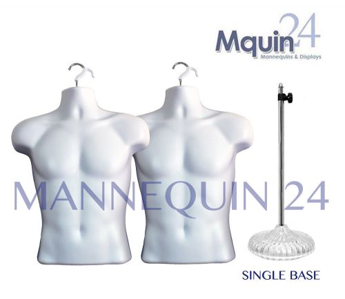 2 PLASTIC MALE BODY FORMS + 1 ACRYLIC STAND  MAN TORSO MANNEQUINS for SHIRTS