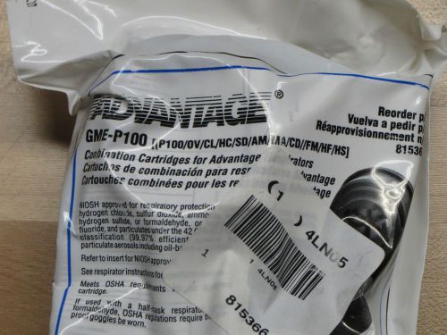 MSA ADVANTAGE RESPIRATOR REPLACEMENT CARTRIDGE  2 PACK  GME-P100    NEW