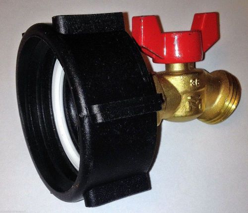 275-330-gallon-ibc tote-tank adapter 2&#034; coarse-thd x brass hose faucet valve  2 for sale