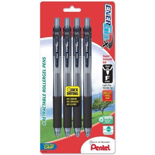 Pentel energel-x retractable liquid gel pen, 0.5mm, fine line, needle tip, black for sale