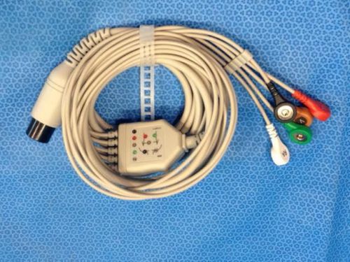 ECG EKG 6 pins CABLE 5 LEADS Spacelabs Datascope Dinamap GE Physiocontrol