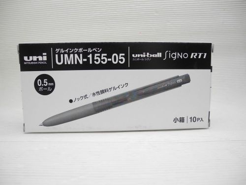 10pcs Uni-Ball Signo UMN-155 0.5mm fine gel ink roller ball pen BlueBlack(Japan)
