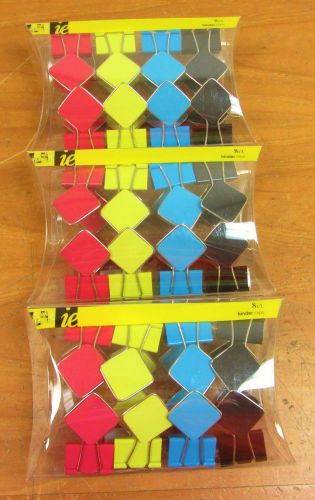 24 assorted multicolored metal paper file ticket 1-1/2&#034; width binder clips for sale