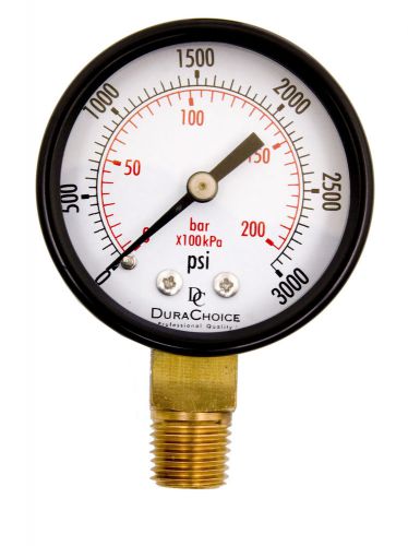 2&#034; utility pressure gauge - blk.steel 1/4&#034; npt lower mount 3,000 psi for sale