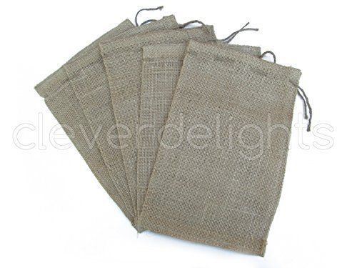 CleverDelights 6&#034; x 10&#034; Burlap Bags with Natural Jute Drawstring - 50 Pack - Bag