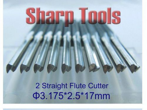 10pcs 3.175*2.5*17mm two straight flutes cnc router bits pvc, acryl, plywood for sale