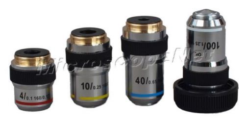 OMAX Microscope DIN Achromatic Objective Lenses Set 4X-10X-40X-100X