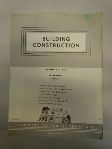 BUILDING CONSTRUCTION BOOK: PLUMBING 1960&#039;s 1970&#039;s DIY Manual Guide NO Cover