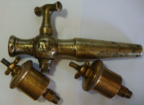 Vintage steam hit &amp; miss engine whistle parts oilers grease cup railroadiana for sale
