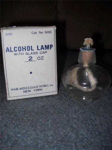 Vintage Glass 2 oz Alcohol Lamp in Box Ware Medics Glass Works New York