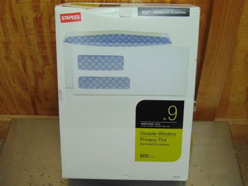Staples standard invoice double-window security-tint gummed #9 envelopes 500 qty for sale