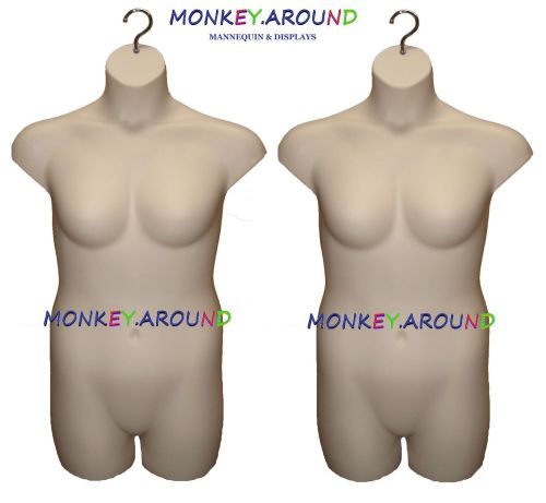 2 plus size mannequin, female flesh dress body form + 2 hook,women display 1x 2x for sale