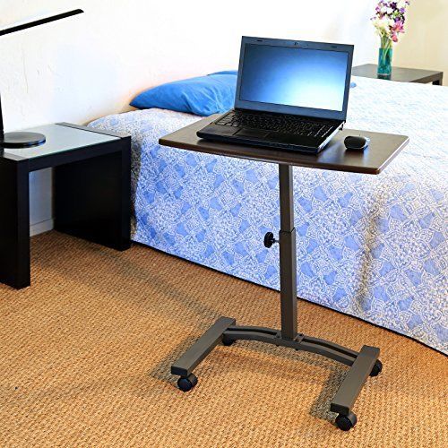 Mobile laptop desk cart adjustable wheeled notebook stand compact rolling office for sale