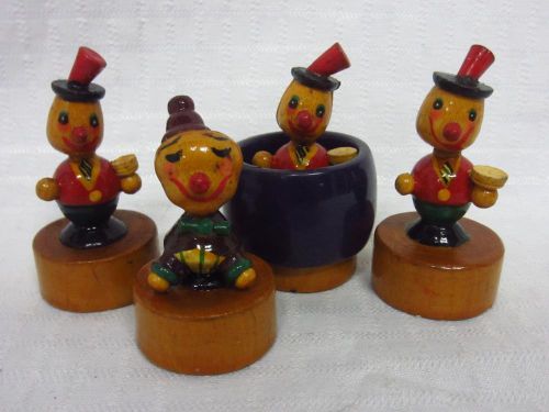 Lot of 4 Wooden Pencil Sharpeners with Little Man on Top EUC