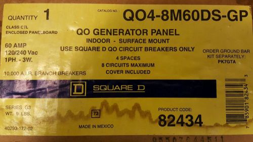 NEW SQUARE D Generator Panel QO4-8M60DS-GP, Generator Interlock 120/240v 60AMP