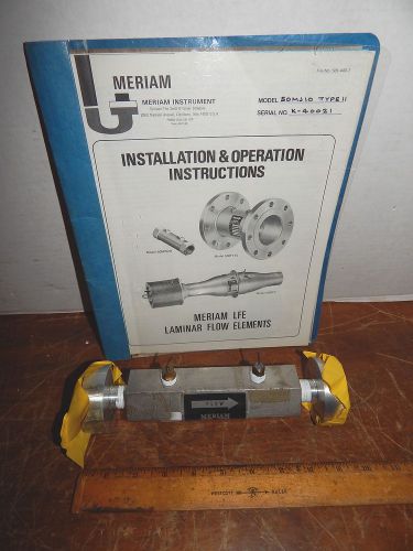 Meriam LFE 50MJ10 Type 11 Laminar Flow Element with Manual and Calibration Chart