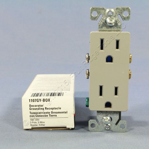 Cooper gray decorator receptacle duplex power outlet 15a 125v nema 5-15r 1107gy for sale