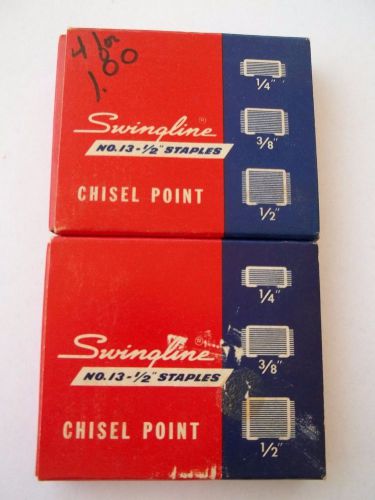 Vintage Swingline NO.13  1/2&#034; Heavy duty staples 2 full boxes 1000 each