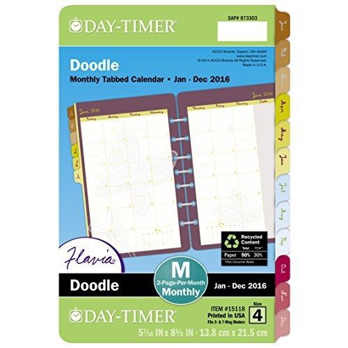 Day-Timer DayTimer Doodle Monthly Dividers 2016, Planner Refill, 5.5 x 8.5