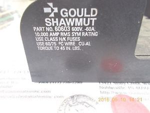 Gould Shawmut 60603 Fuse Holder 600V 60A