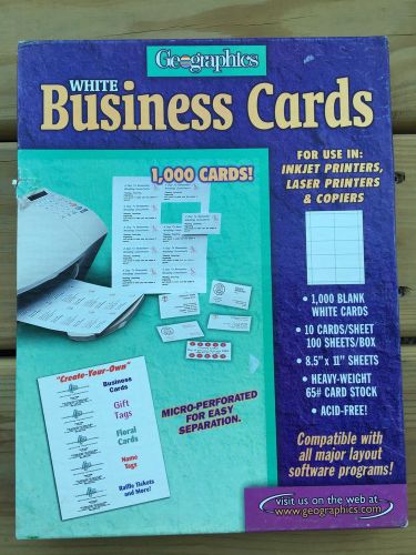 Geographics White Business Cards (940 of 1000 Partial)Inkjet Laser Copier Heavy