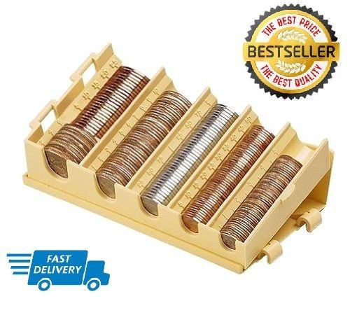 5 Compartment Compact Coin Counters Sorters Organizer Hold Pennies Dollars Dimes