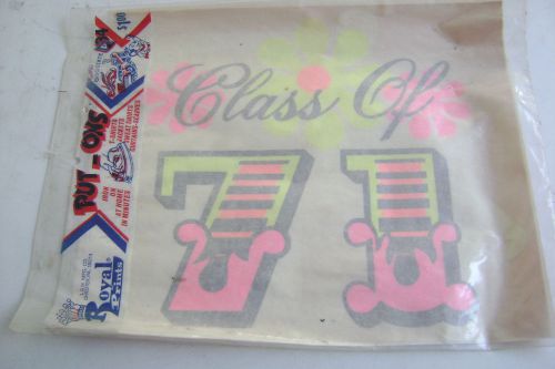 Vintage &#034; CLASS OF 71 &#034; day-glo nos sealed never opened Iron On transfer HIPPY