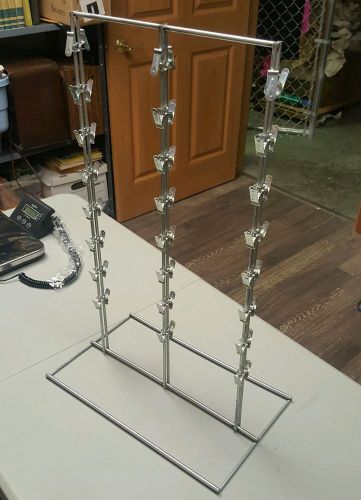 Table Top Triple 3 Row Wire Rack Snack Chip 48 Clip Strip Display - silver