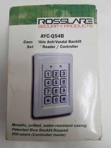 Rosslare ayc-q54b convertible anti-vandal backlit 3x4 pin reader/controller for sale