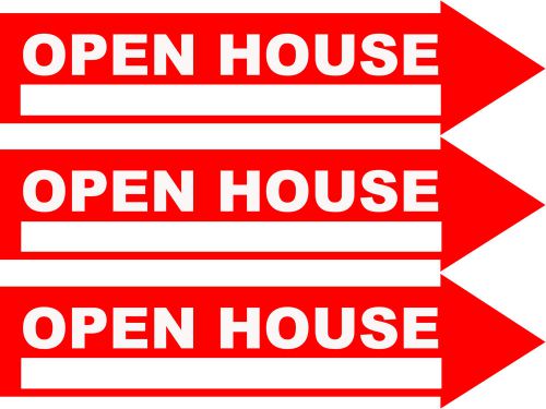 Set of 3 Open House Sign Riders Vinyl on Corrugated Plastic 6x24