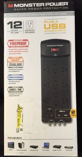 Monster Core Power 1200 12 outlet surge protector USB Charging &amp; AV Protection