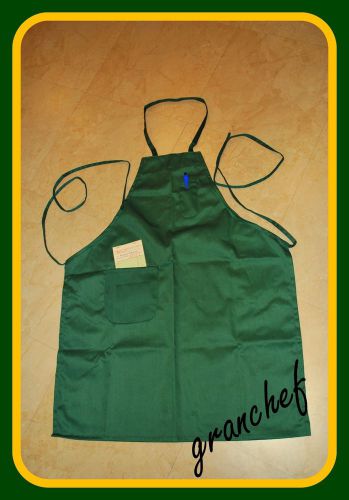 Apron / Food Service Bib Style  ~  Green ~ 2 pockets ~ New! Mixed Cotton/Poly