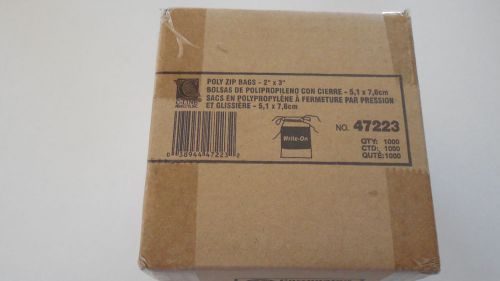 C-Line  47223 2&#034; x 3&#034; Poly Zip Bags with Write-On Area Box of 1000