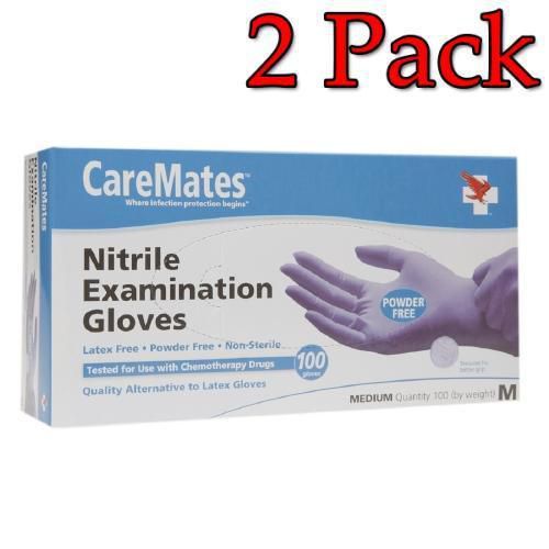 Caremates nitrile gloves, powder free, medium, 100ct, 2 pack 715912106121a935 for sale