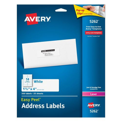 Avery White 1-1/3 x 4 Inch Mailing Labels 350 Count (5262)