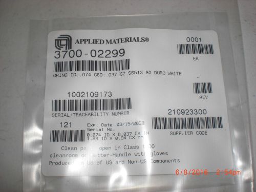 O-Ring  Applied Materails (AMAT) 3700-02299 ORING ID .074 CSD .037 CHEMRAZ 80 DU