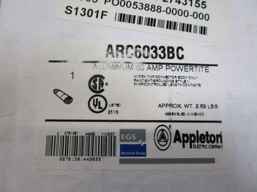 APPLETON CONNECTOR PLUG ARC6033BC *NEW IN BOX *