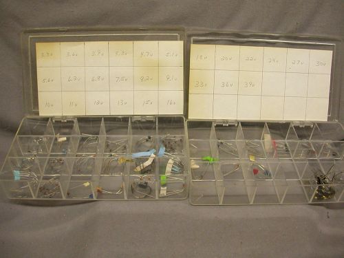 ZENER DIODES - 80ea - 2 KITS IN PLASTIC CASES - 3.3 V TO 39 V IN 27 SEP. VALUES